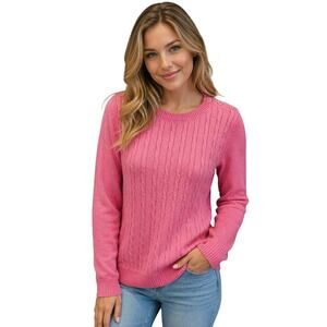Talbots bubble gum pink knit grandma sweater S career casual girly minimalist